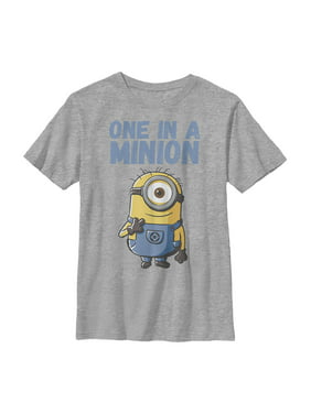 Despicable Me Minion Boys T-Shirt Size Small Gray w turquoise Long Sleeve  #23